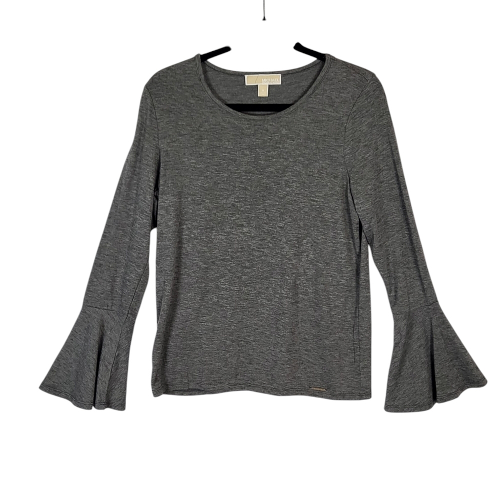 Michael kors gray long sleeve bell top blouse shirt size M